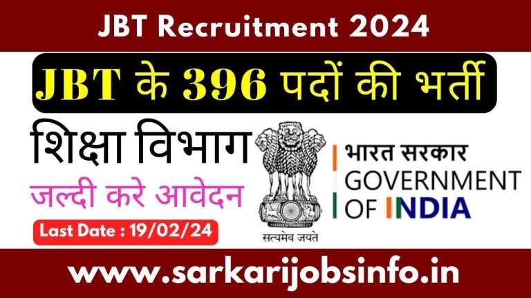 Chandigarh Education Department JBT Recruitment 2024 Apply Online For