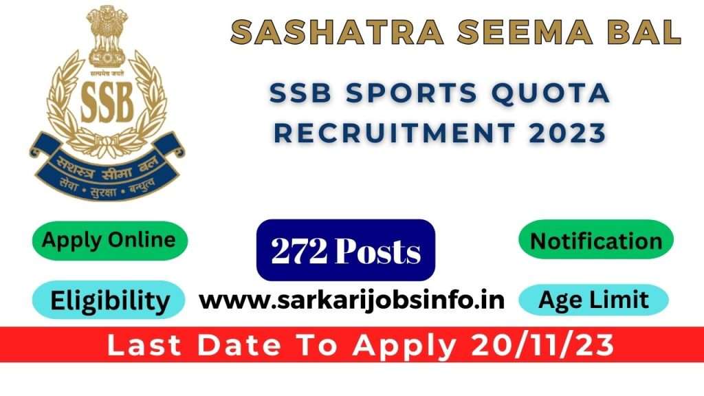 SSB Sports Quota Recruitment 2023