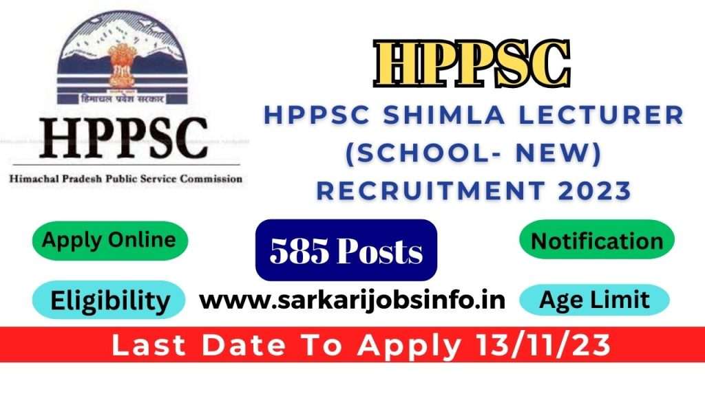 HPPSC Shimla Lecturer (School- New) Recruitment 2023