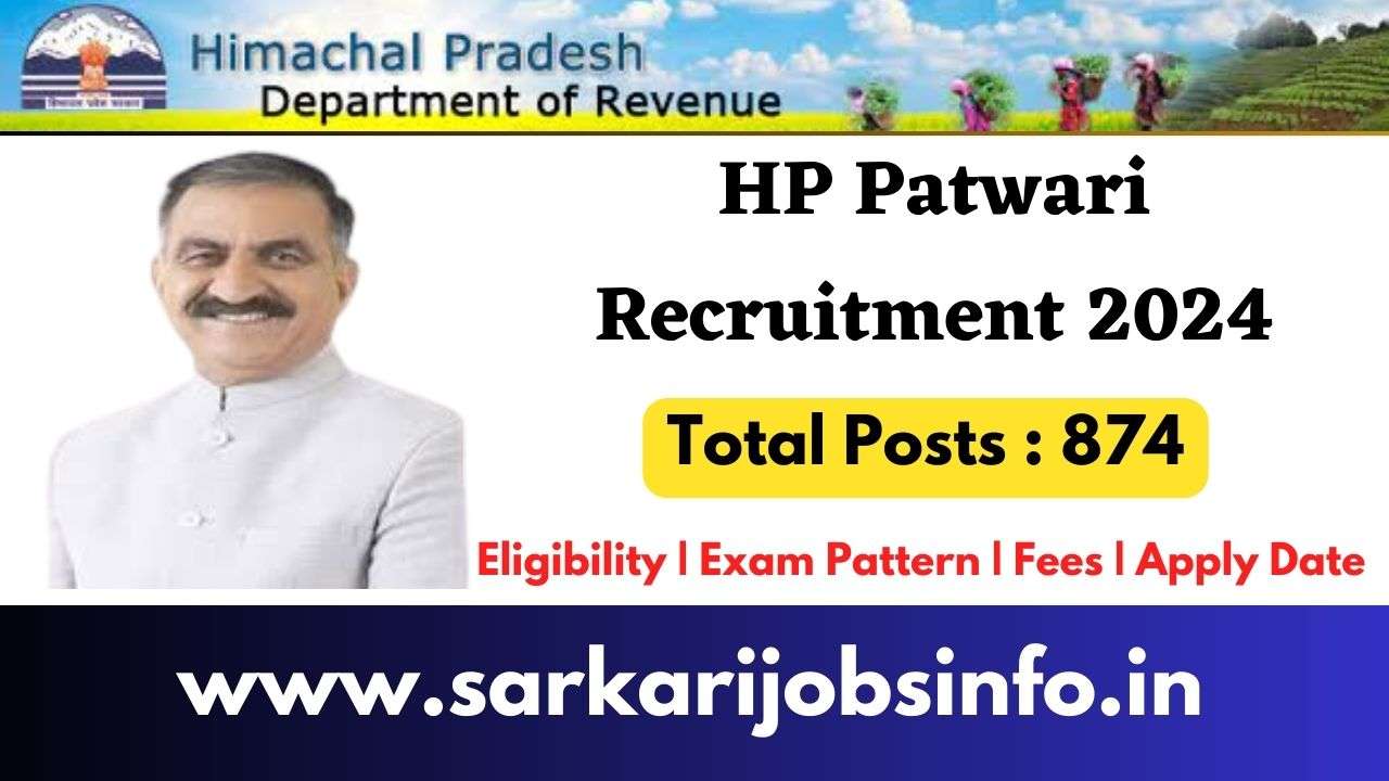 HP Patwari Recruitment 2024 (874 Posts) Syllabus, Qualification, Age