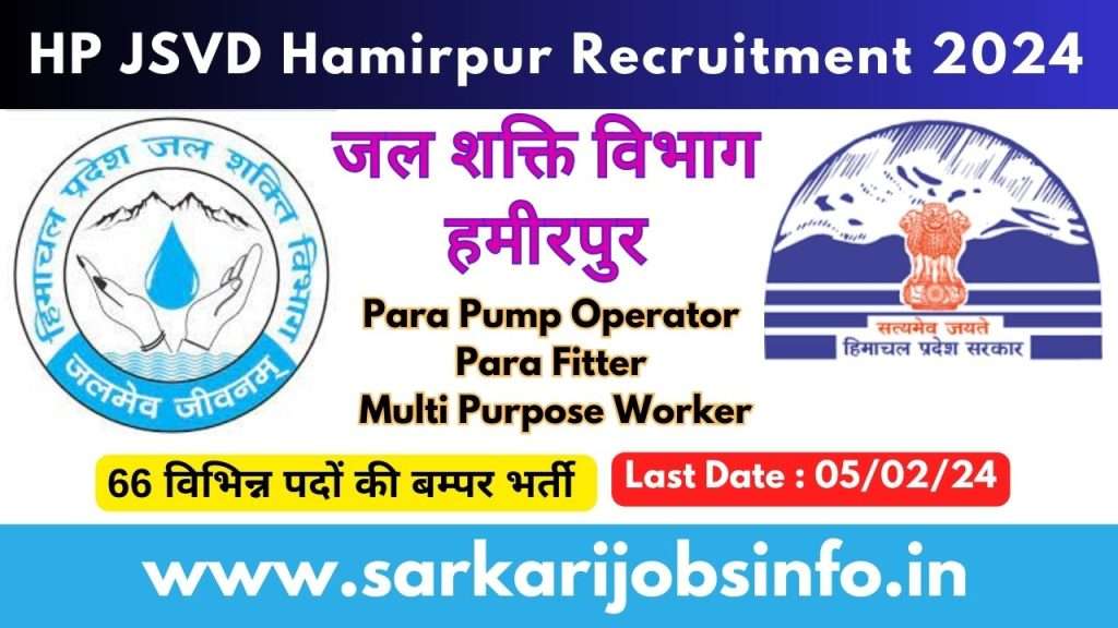 HP Jal Shakti Division Hamirpur Recruitment 2024