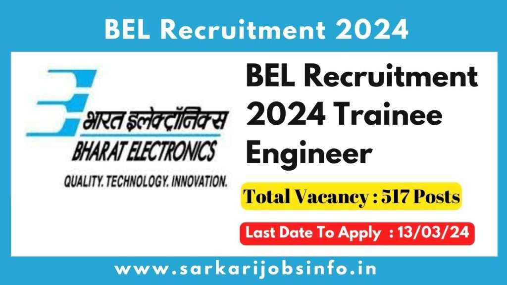 BEL Recruitment 2024 Trainee Engineer